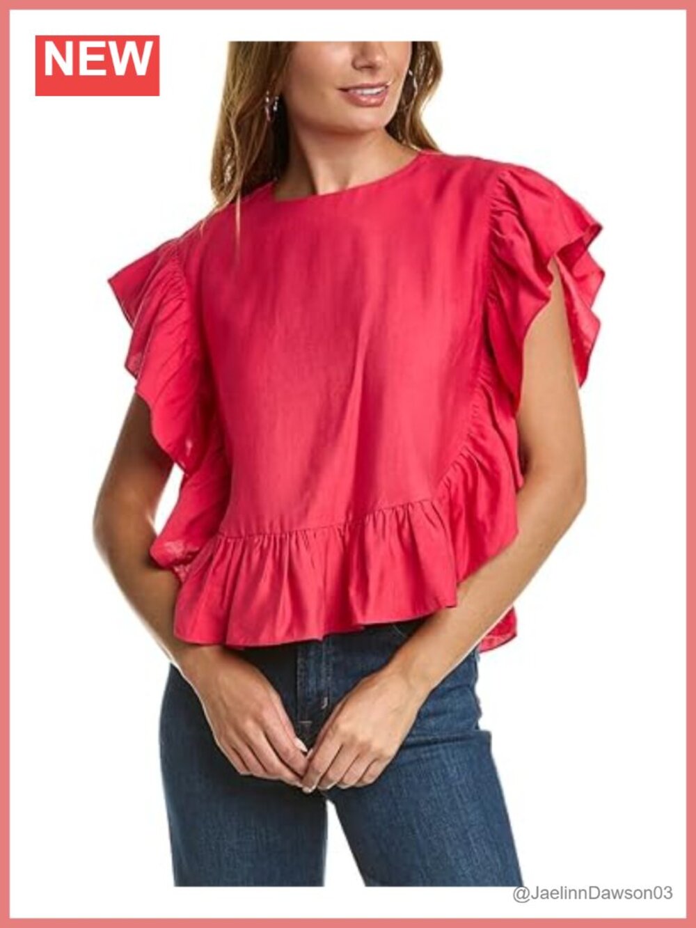 Trina Turk Siara Poncho Top Boxy Fit Short Sleeve Ruffle Trim